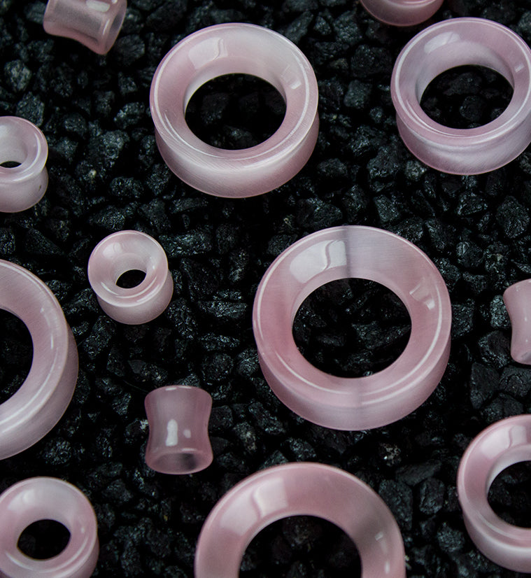 Pink Cat's Eye Glass Tunnel Plugs