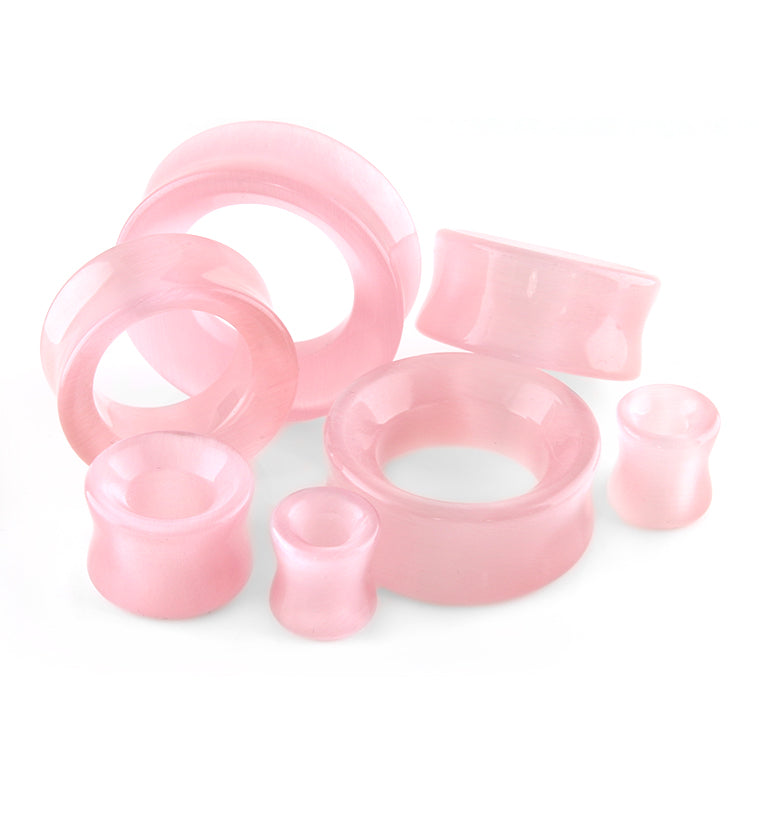 Pink Cat's Eye Glass Tunnel Plugs