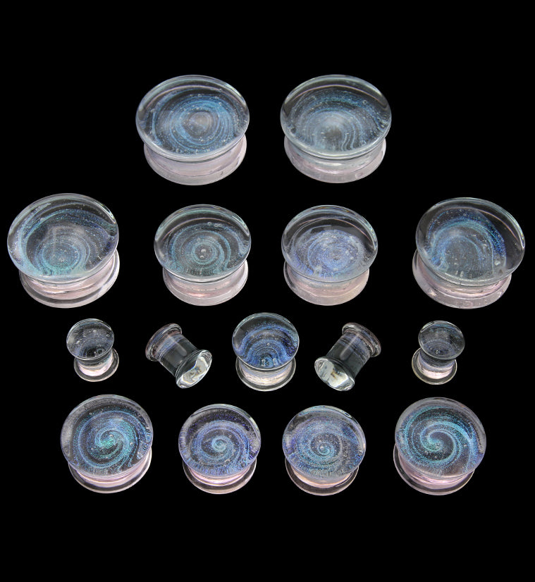 Pink Cosmos Glass Double Flare Plugs