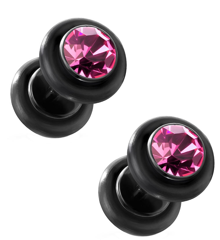 Pink CZ Black Fake Plugs