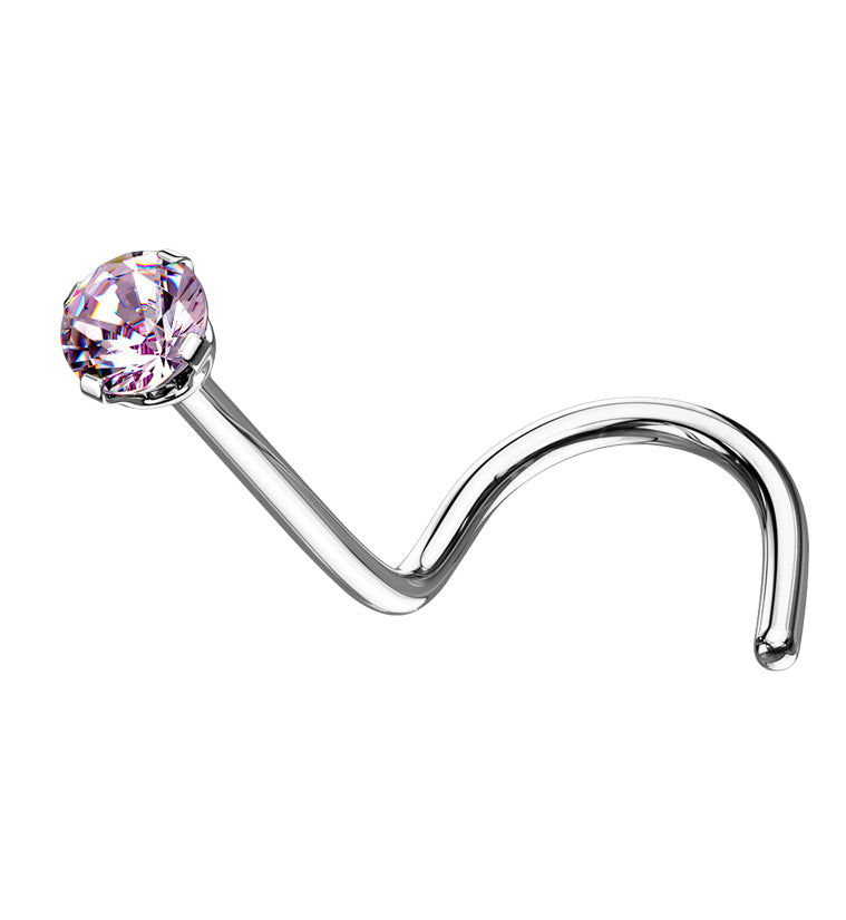 Pink CZ Titanium Nose Screw