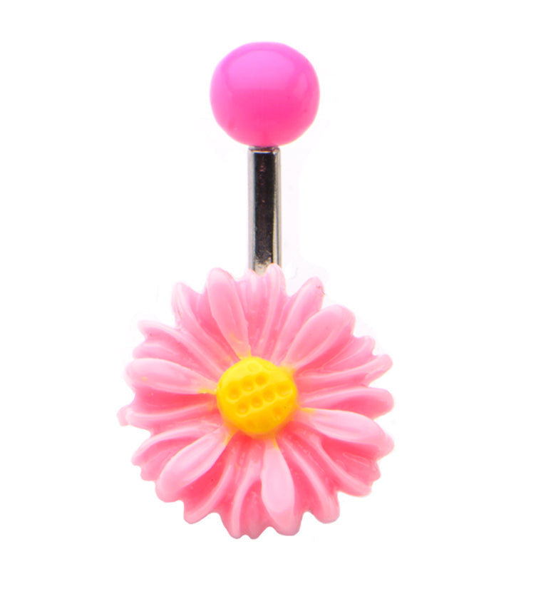 Pink Flower Belly Button Ring