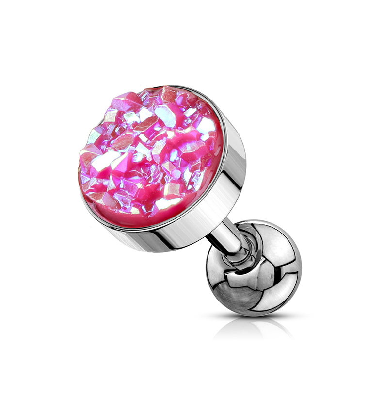 16G Pink Druzy Cartilage Barbell