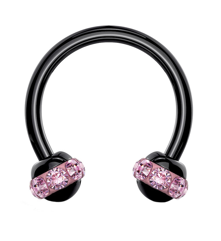 Pink Gem Orb Black Circular Barbell