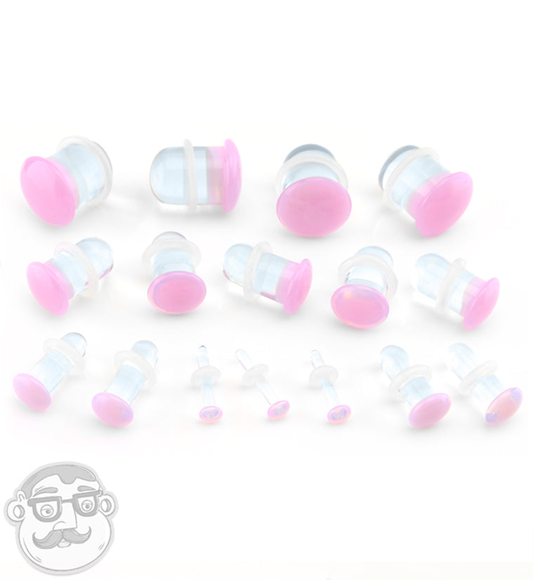 Pink Color Front Single Flare Glass Plugs