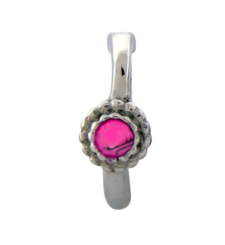 16G Centered Pink Howlite Stone Rook Clicker