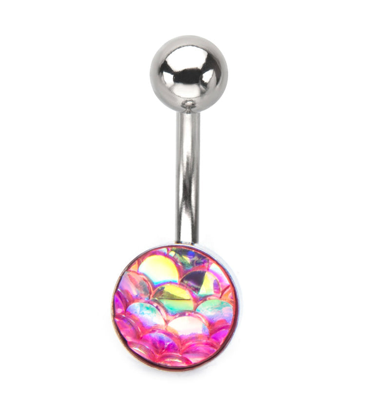 Pink Mermaid Scale Belly Button Ring