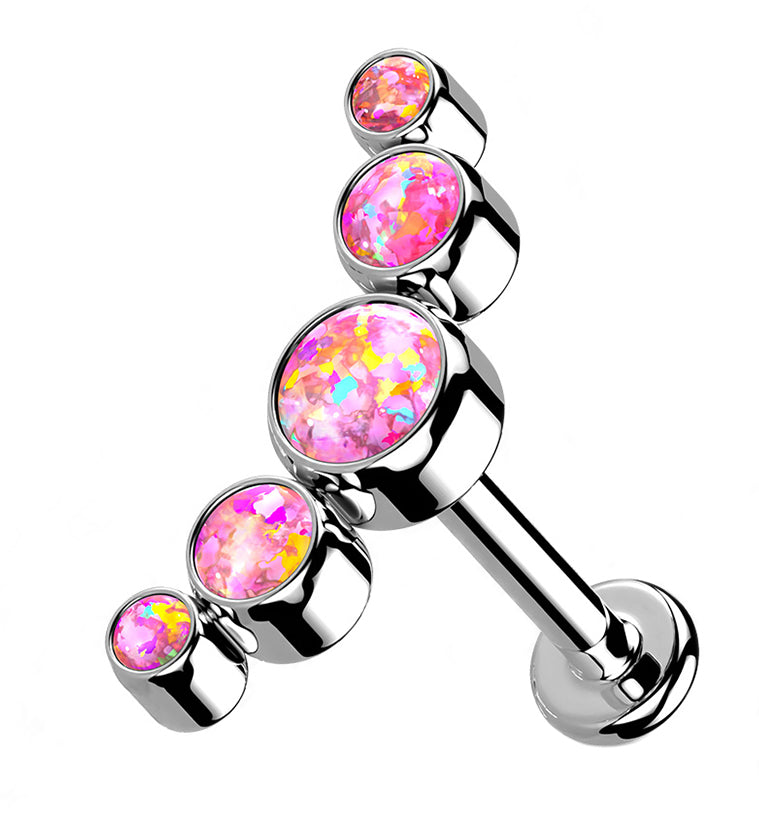 Pink Opalite Quinary Titanium Cartilage Labret