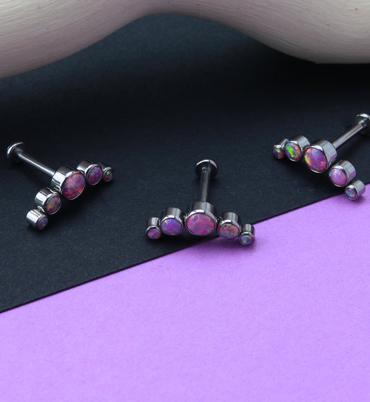 Pink Opalite Quinary Titanium Cartilage Labret