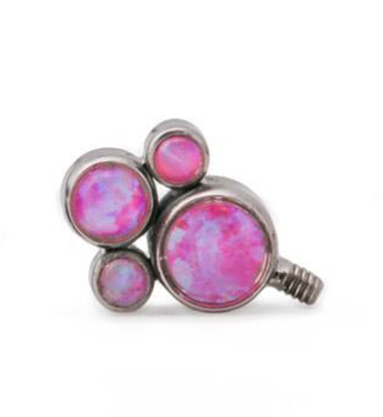 Pink Opal Cluster Top Titanium Threaded End