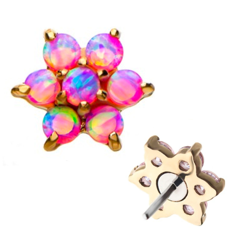 Pink Opalite 14kt Gold Flower Threadless Top