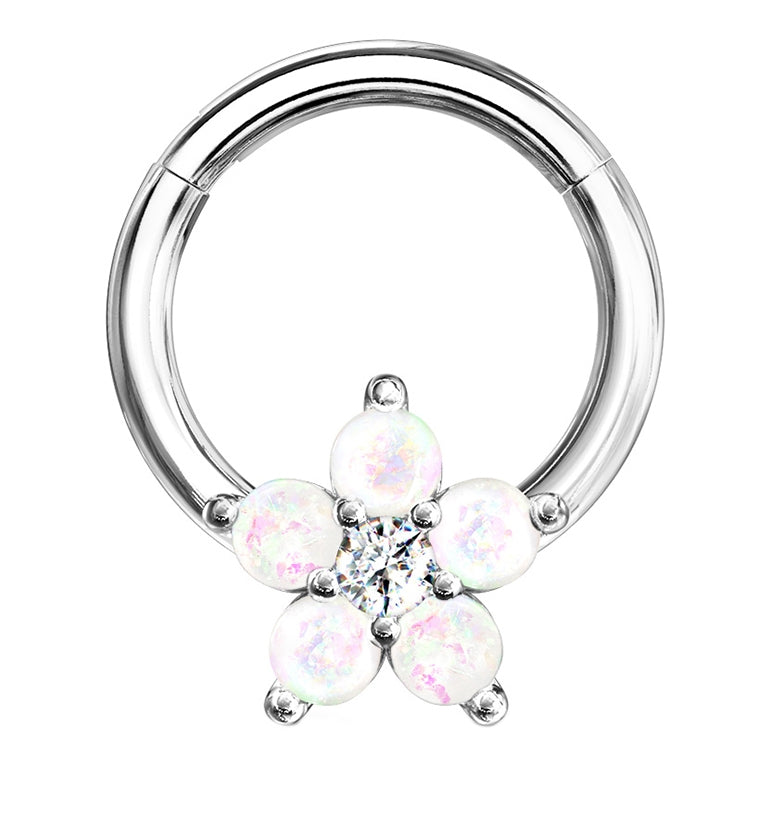 Opalite Glitz Flower Hinged Segment Ring