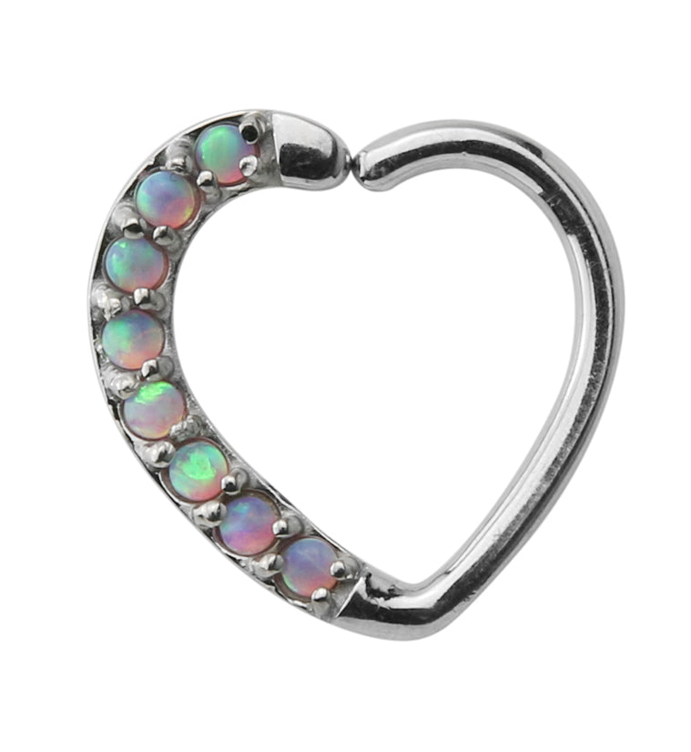 16G Pink Opalite Annealed Heart Daith - Cartilage Ring