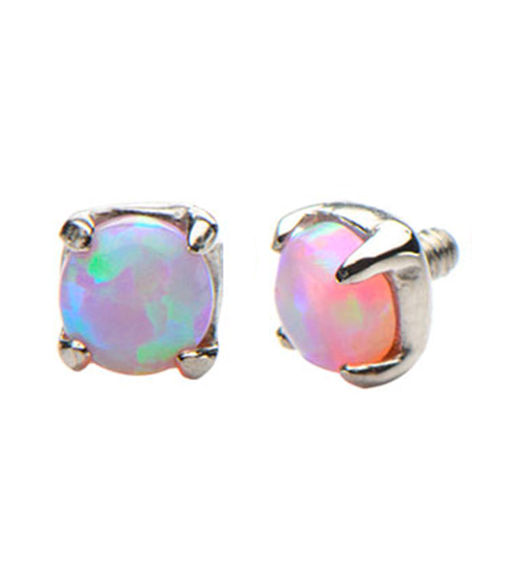 Pink Opal Prong Stainless Steel End