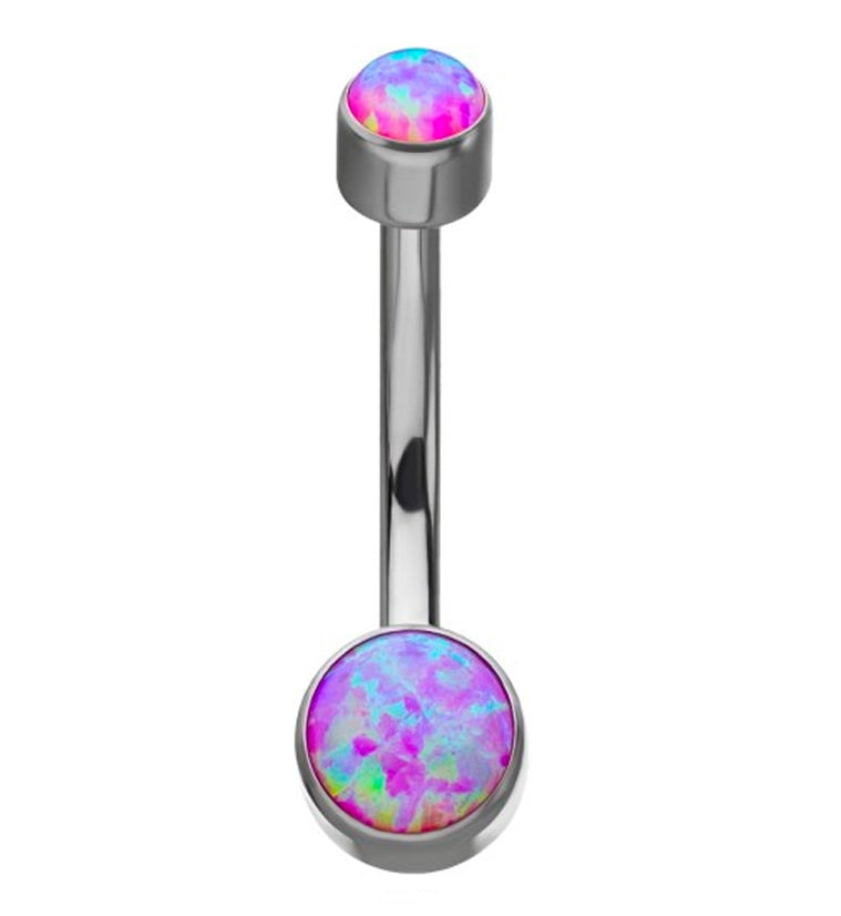 Pink Opalite Bezel Titanium Belly Button Ring