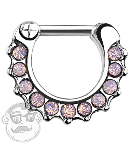 16G Pink Oplaite 316L Steel Septum Clicker