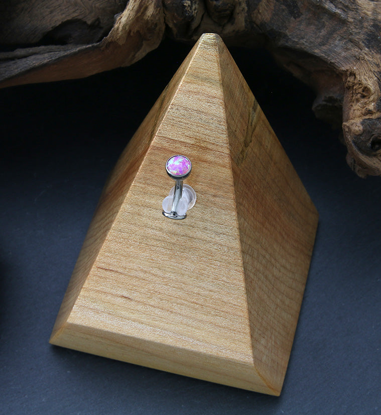 Pink Opalite Titanium Threadless Floating Belly Button Ring (Convex Disk)