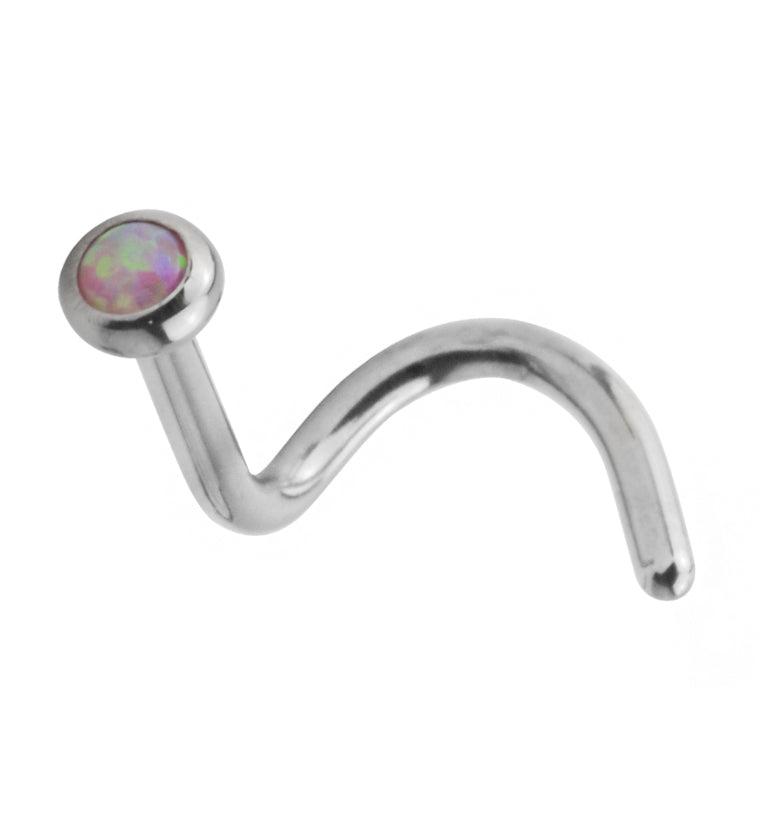 Pink Opalite Titanium Nose Screw Ring