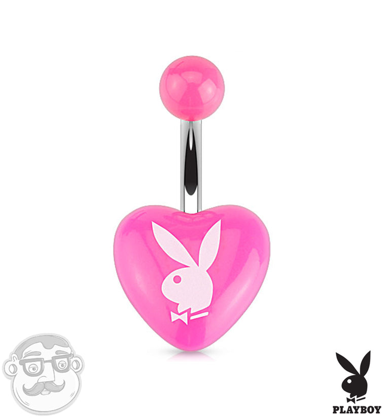 Pink Playboy Bunny Heart Belly Button Ring