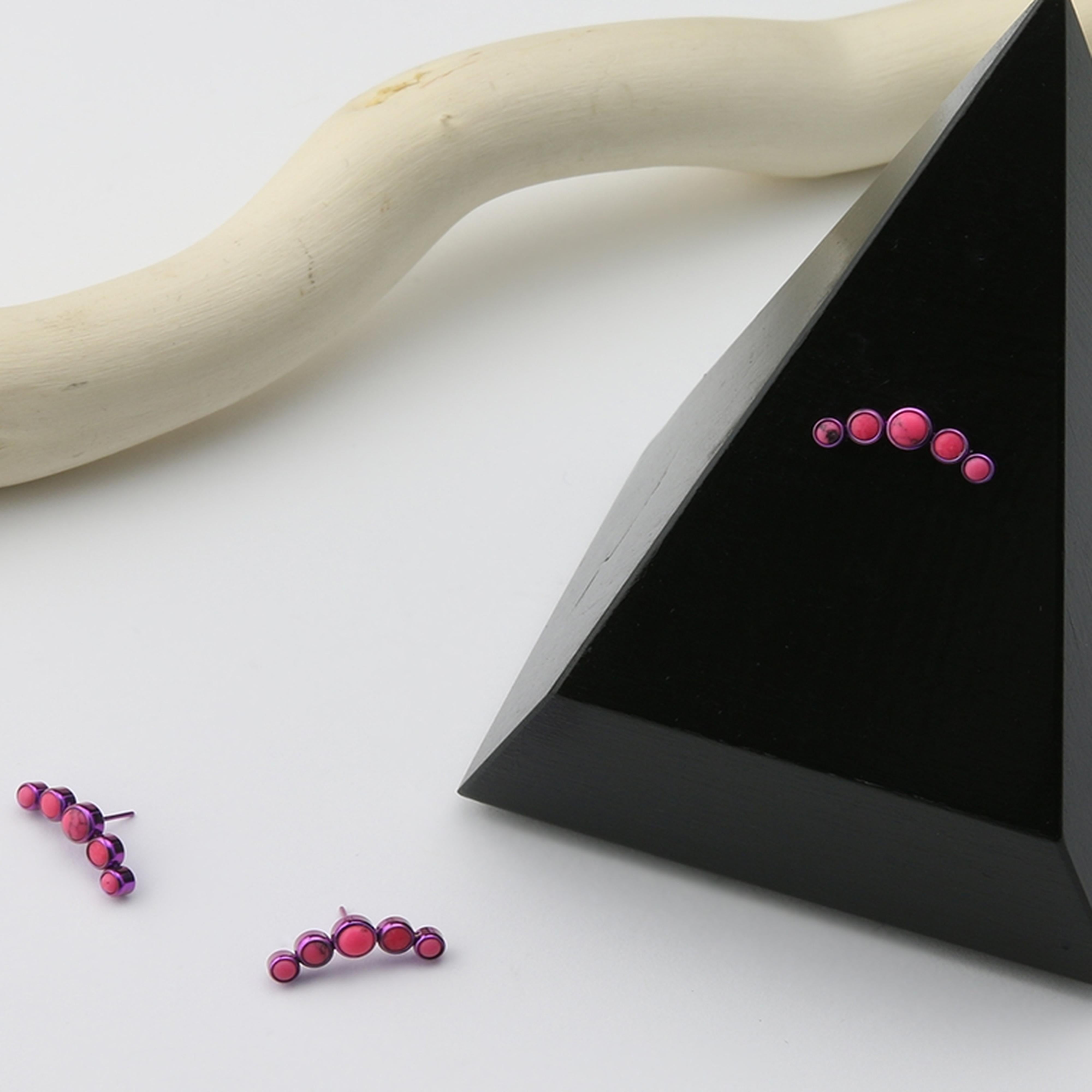 Quinate Pink Howlite Stone Purple Titanium Threadless Top