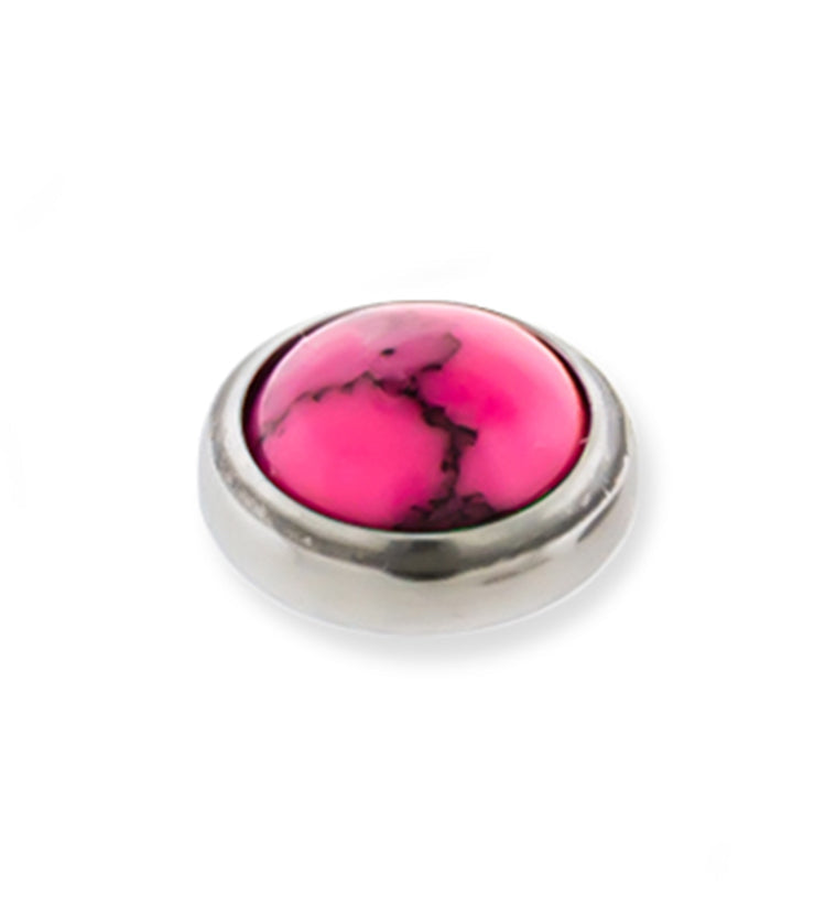 Pink Howlite Stone Titanium Bezel End