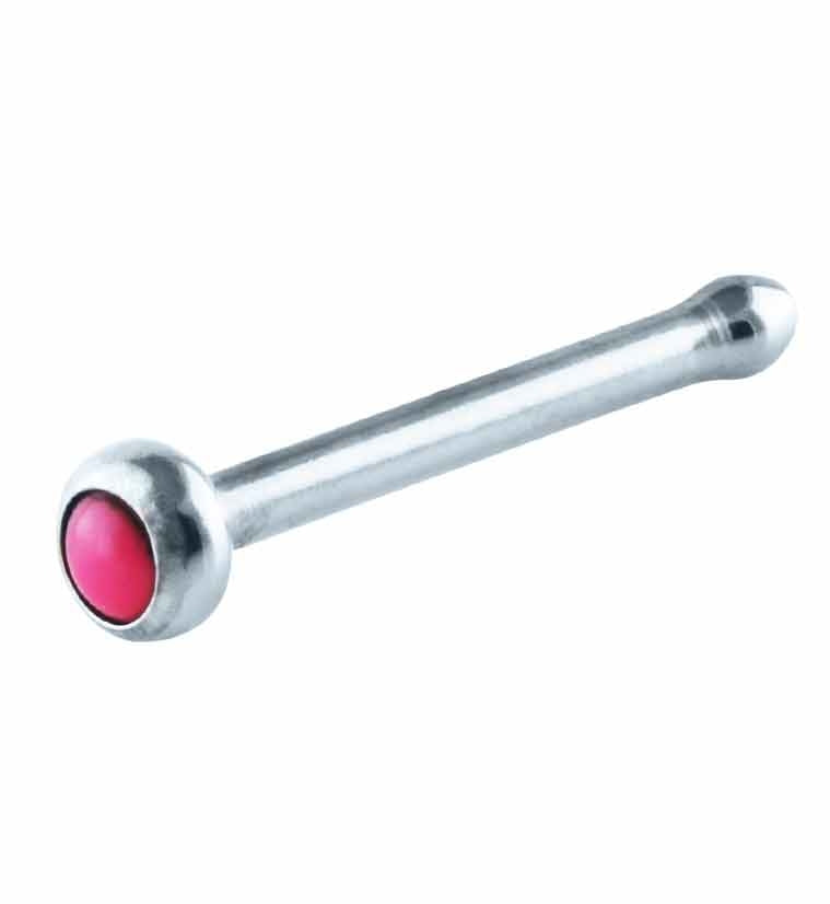 Pink Howlite Stone Titanium Nosebone