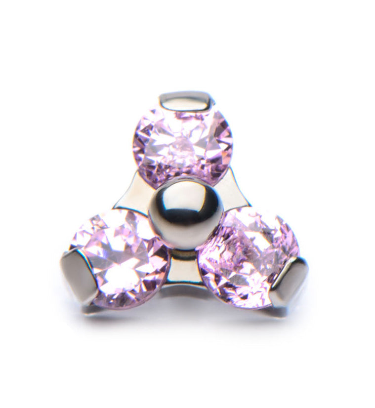 16G Triple Pink CZ Cluster Titanium End