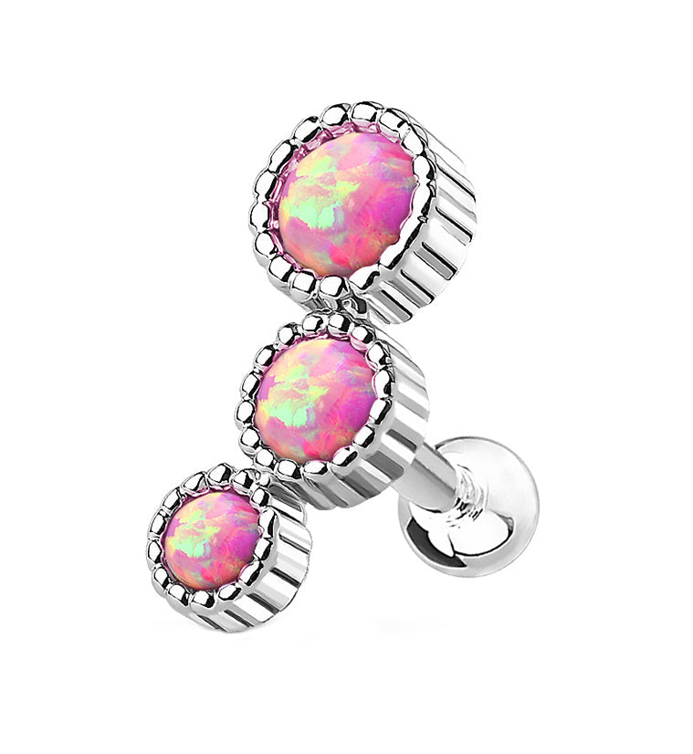 16G Pink Triple Opal Dome Cartilage Barbell