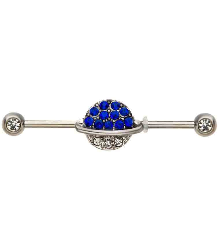 Saturn Double CZ Industrial Barbell