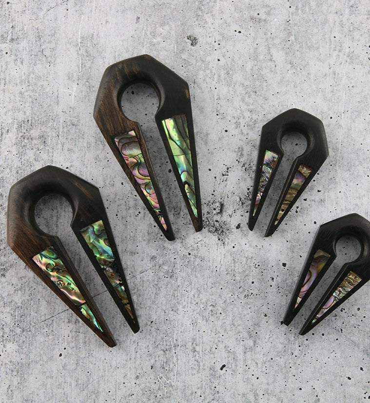 Plunge Areng Wooden Hangers With Abalone Inlay