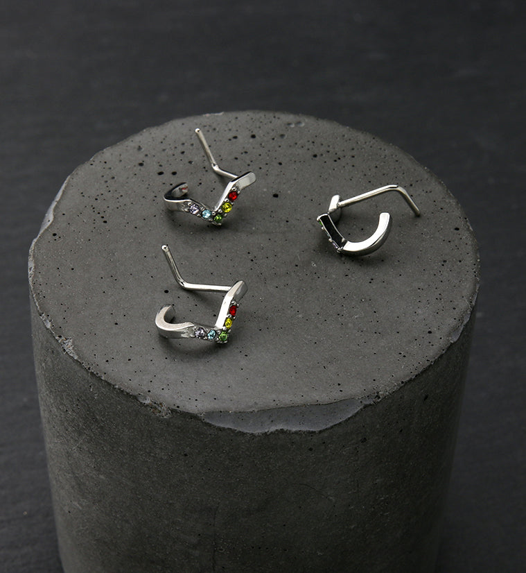 Point Rainbow CZ Nose Curve