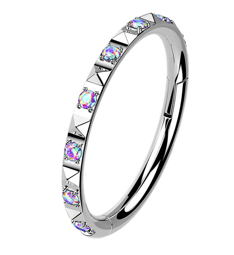 Polyhedra Aurora CZ Edge Titanium Hinged Segment Ring