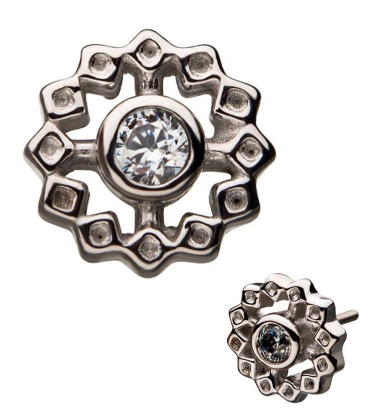 14kt White Gold Posy CZ Threadless Top