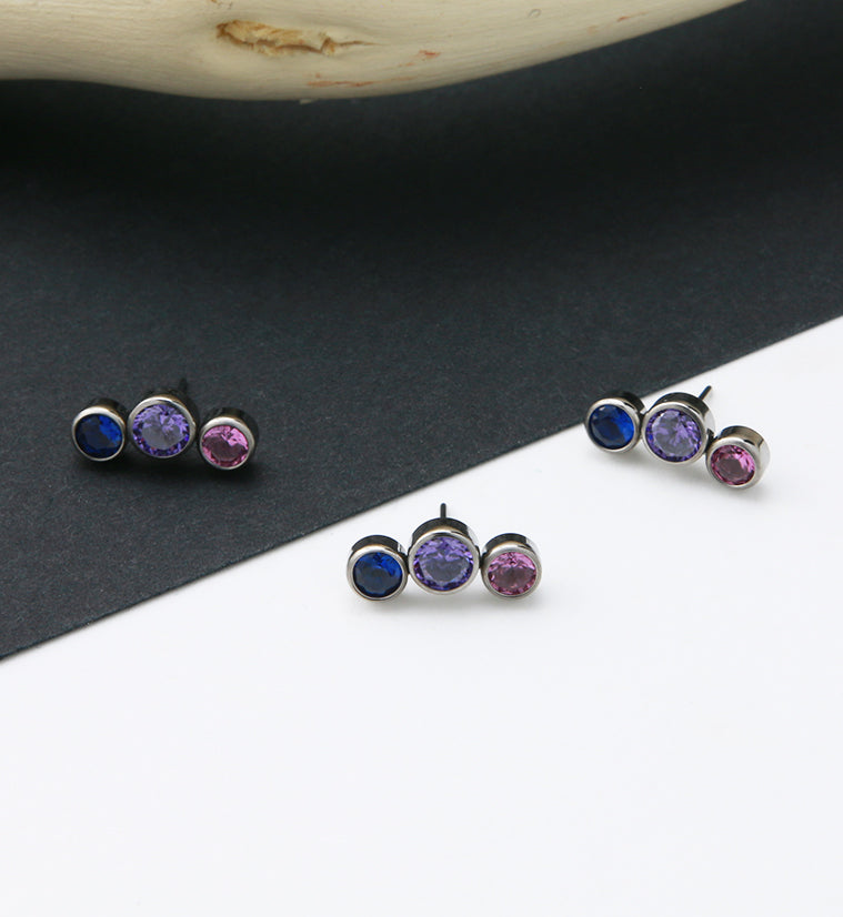 Pride Triple CZ Threadless Top Version 1