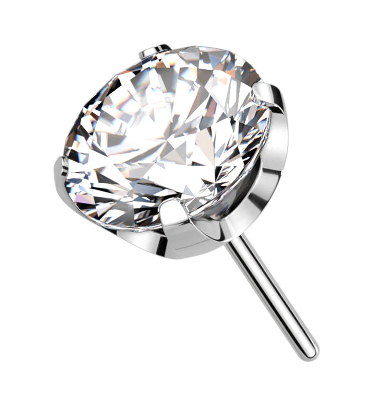 Prong Clear CZ Threadless Titanium Top