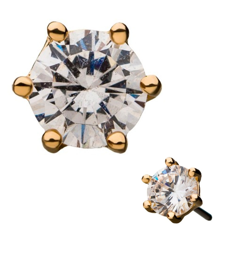 14kt Prong CZ Threadless Top