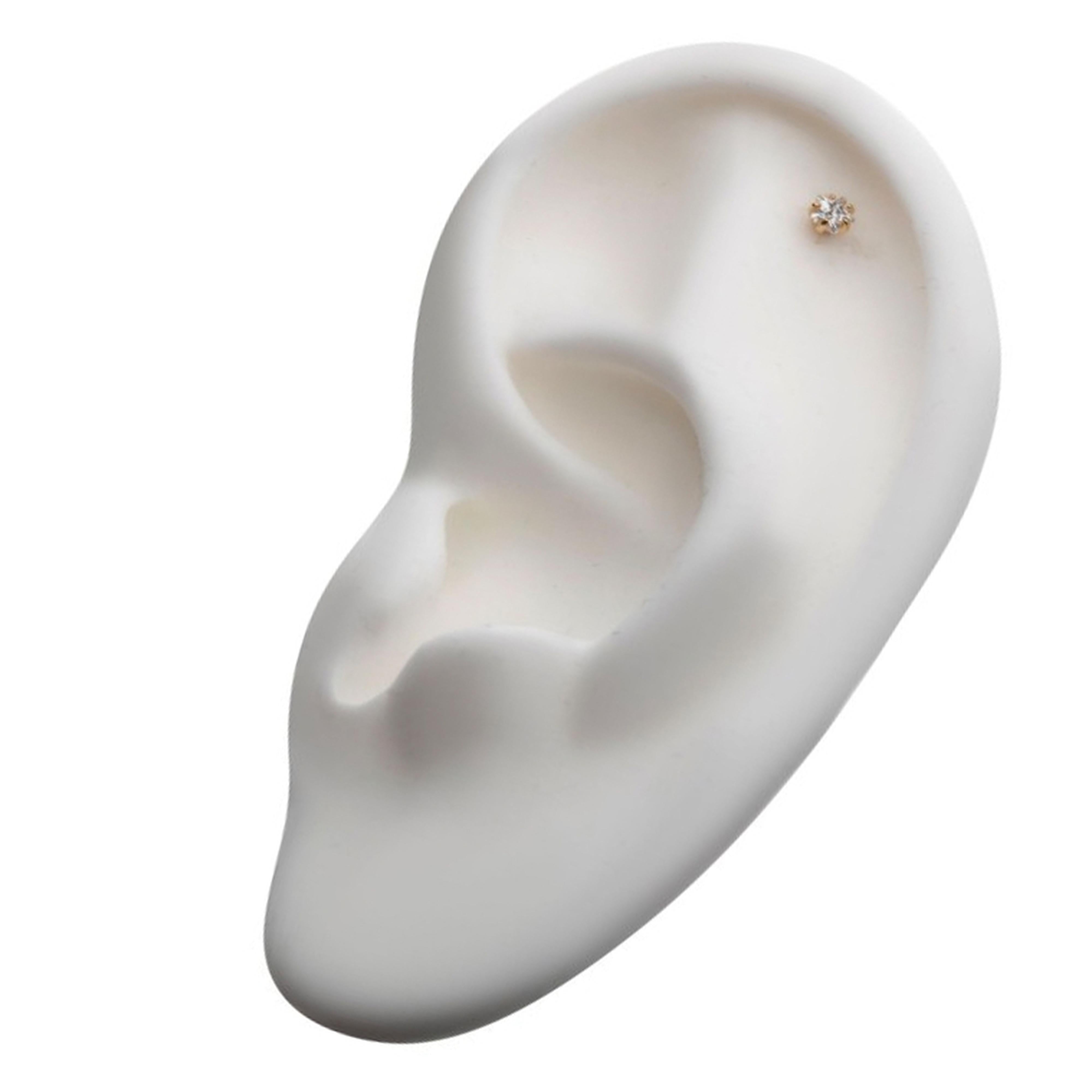 14kt Gold Prong Star CZ Threadless Top