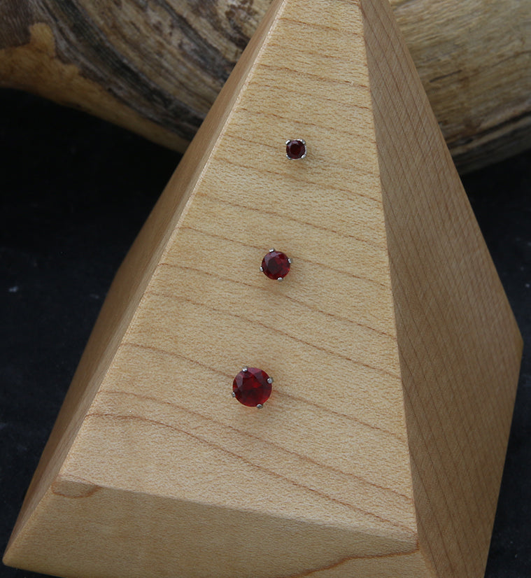 Prong Red CZ Threadless Titanium Top