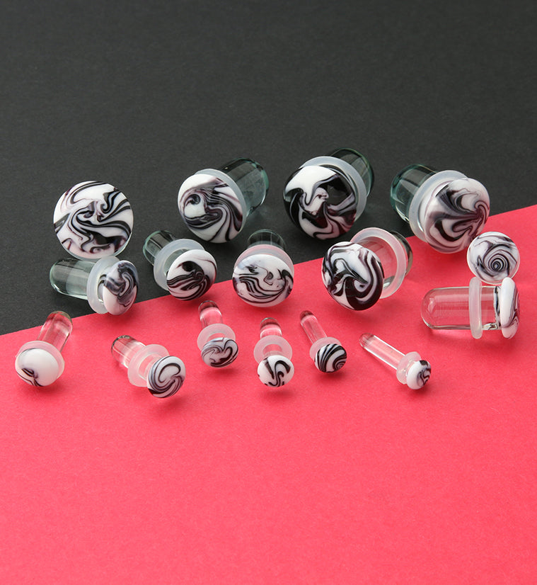 Purple and White Haze Single Flare Glass Plugs