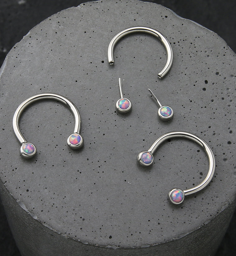 Purple Opalite Threadless Titanium Circular Barbell