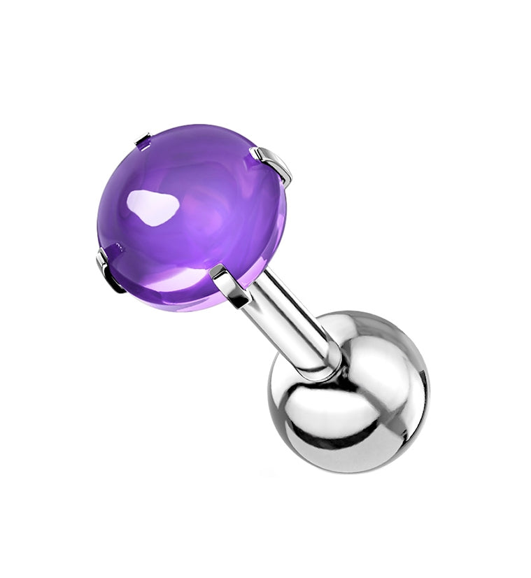 Purple cabochon zircon cartilage barbell