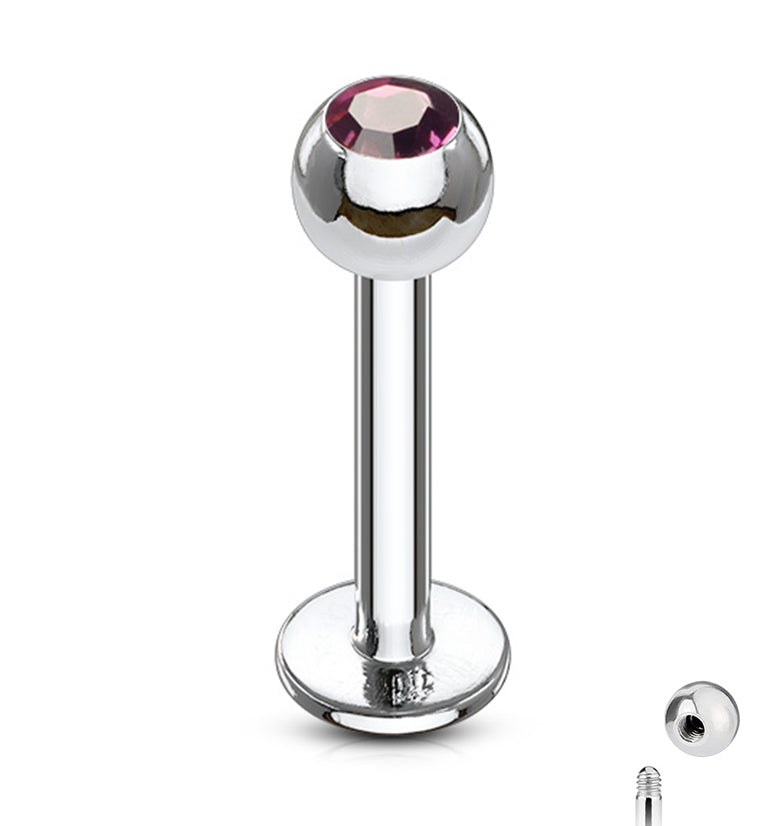 Purple CZ Labret Post