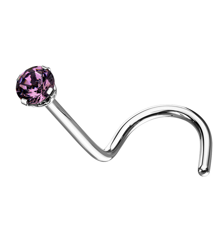 Purple CZ Titanium Nose Screw