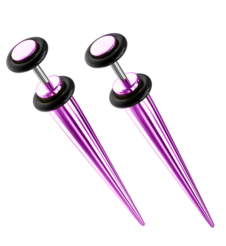 16G Purple PVD Stainless Steel Fake Tapers - Gauges