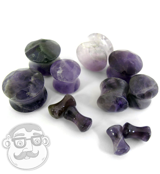 Purple Amethyst Faceted Cut Stone Plugs