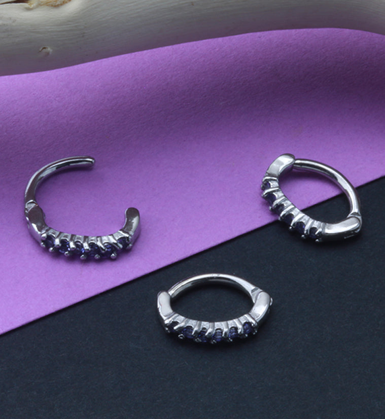 16G Purple CZ Lined Rook Clicker