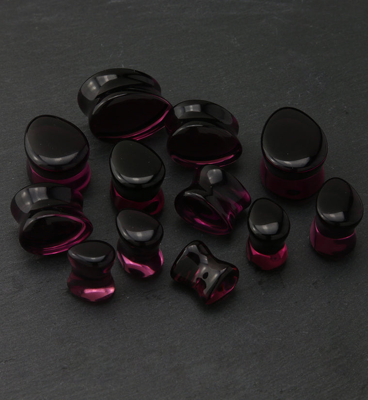 Purple Glass Teardrop Saddle Plugs