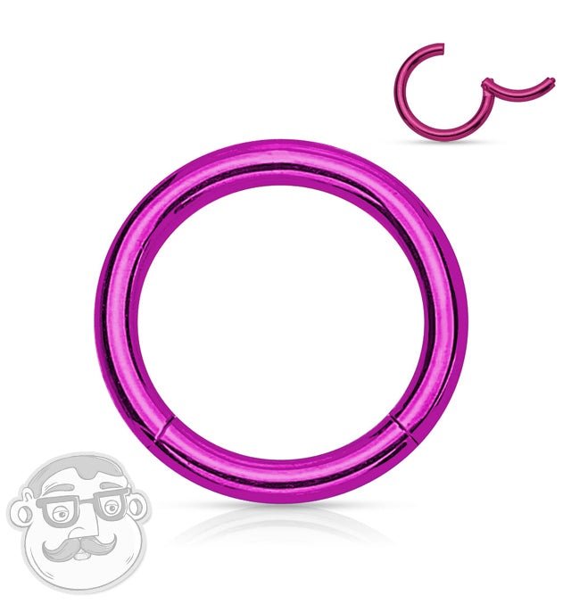 Purple Plated Hinged Stainless Steel Segment Hoop Ring