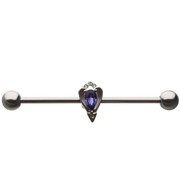 14G Lavish Purple CZ Industrial Barbell