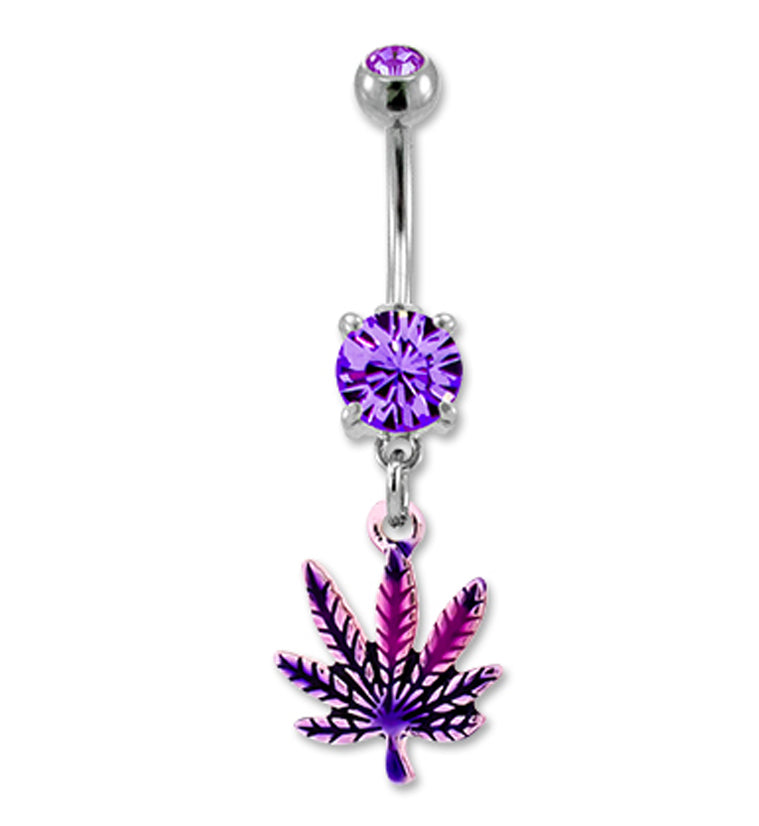 Purple Haze Leaf Belly Button Ring